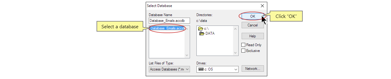 Select a database